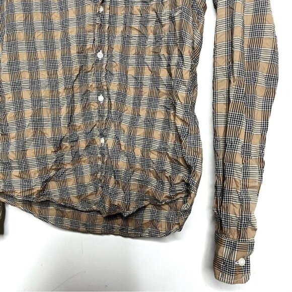 Frank & Eileen Barry Crinkle Black and Tan Long Sleeve Shirt Women Size XS - Picture 4 of 6